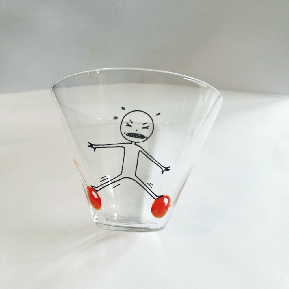CB2 Oliver cocktail glass: maraschino cherries